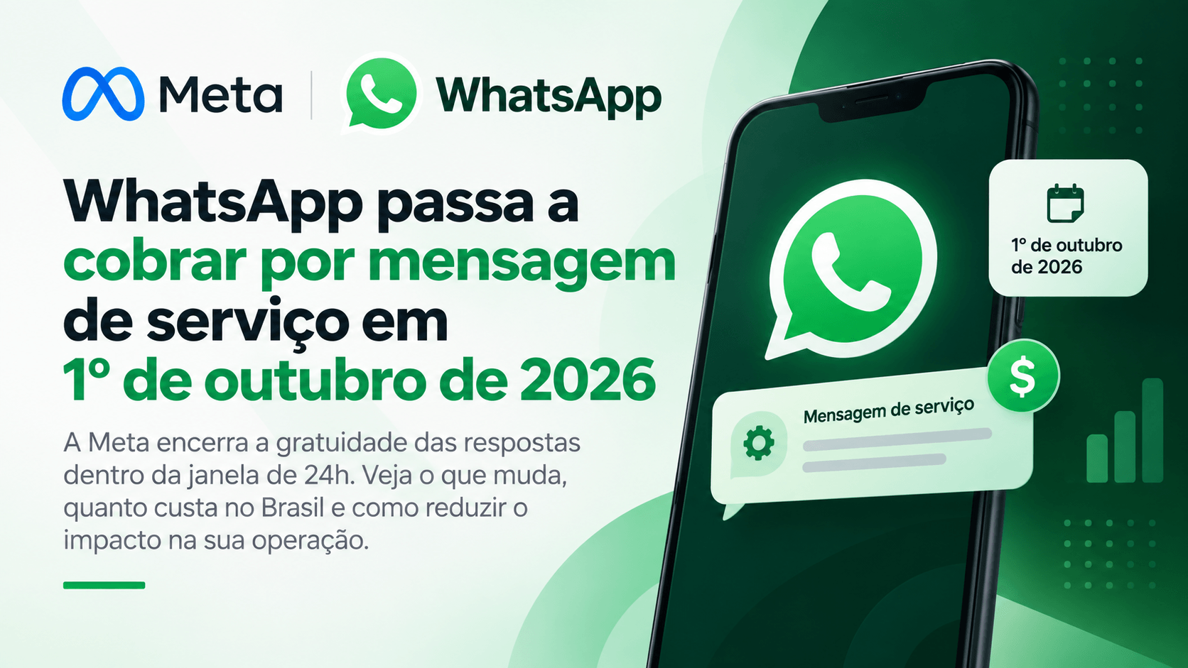 Meta e WhatsApp anunciam cobrança por mensagem de serviço a partir de 1º de outubro de 2026